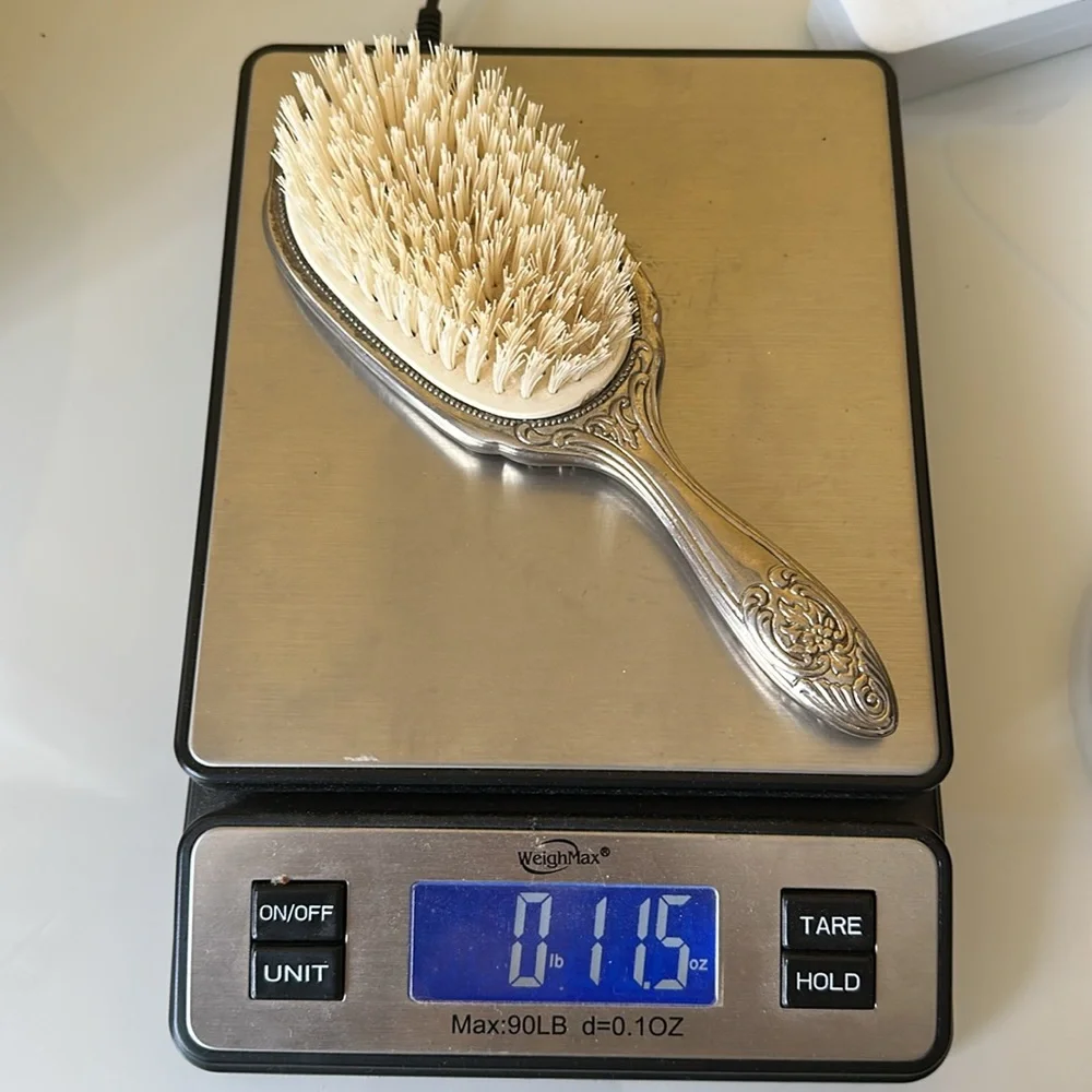 Vanity Hand Held Mirror and Brush Set Ornate Victorian Silverplate